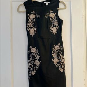 XXS Black embroidered bar III sleeveless dress